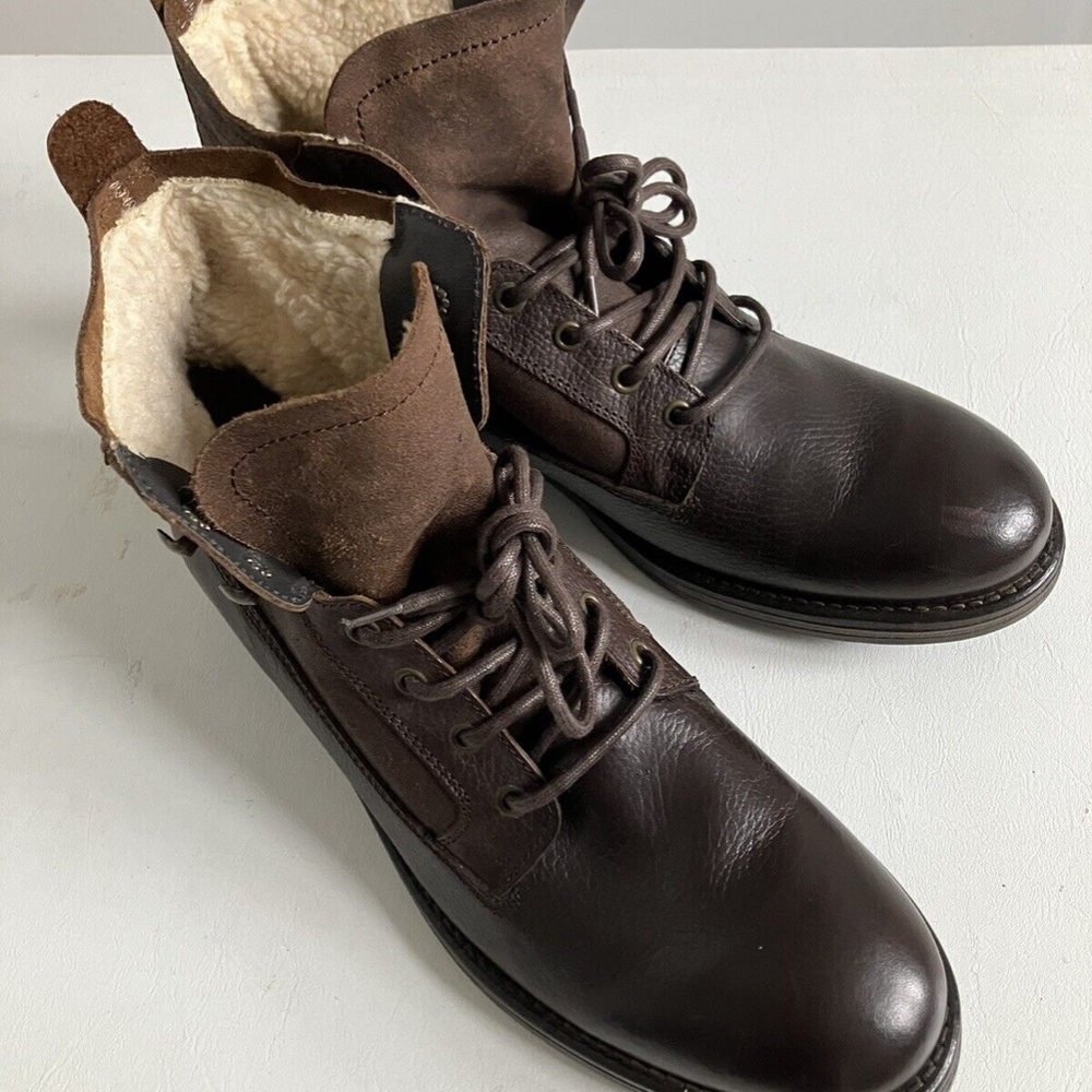 New Men’s Dune London Dark Brown Leather Boots Size EUR 46/ US 12, in a box